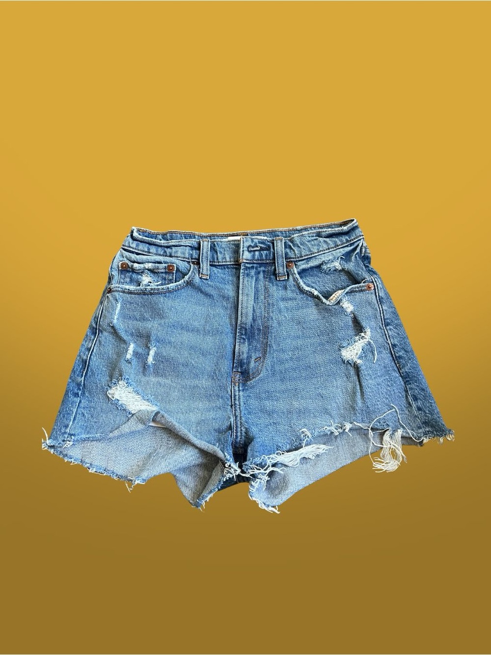 Abercrombie & Fitch Distressed Medium Blue Denim Cutoff Shorts